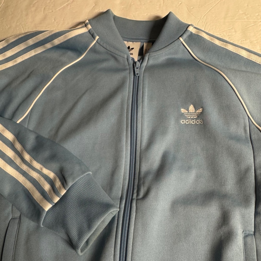 Adidas Originals SST Track Jacket Light Blue White Stripes Trefoil Logo Medium